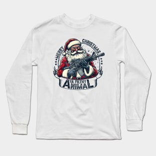 Funny Merry Christmas Ya Filthy Animal ,Christmas shirt ,Winter sign ,Holiday quote ,Retro Christmas cut file Long Sleeve T-Shirt